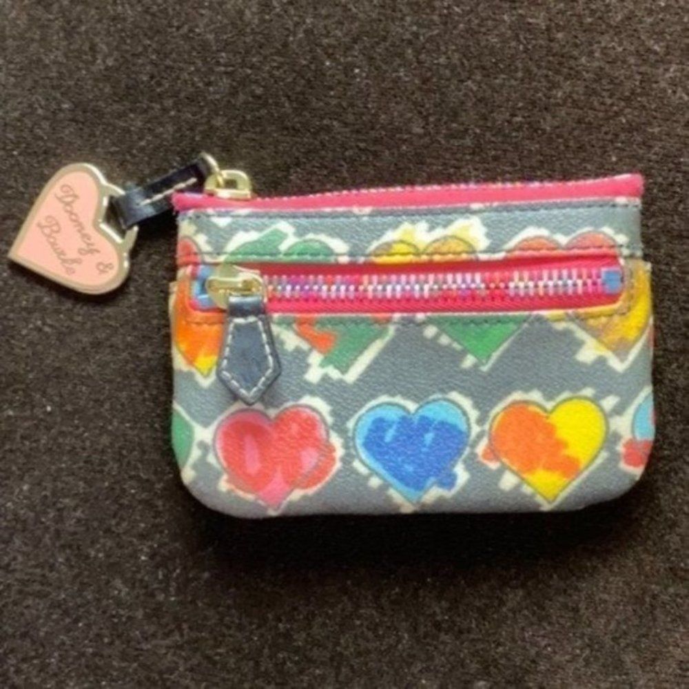 Dooney & Burke Hearts Coin Purse With Key Fob